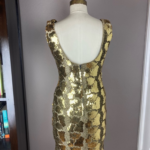 Vintage Dave & Johnny Gold Lamé and Sequined Dress - Made in USA - Size 4-6 - Picture 5 of 8